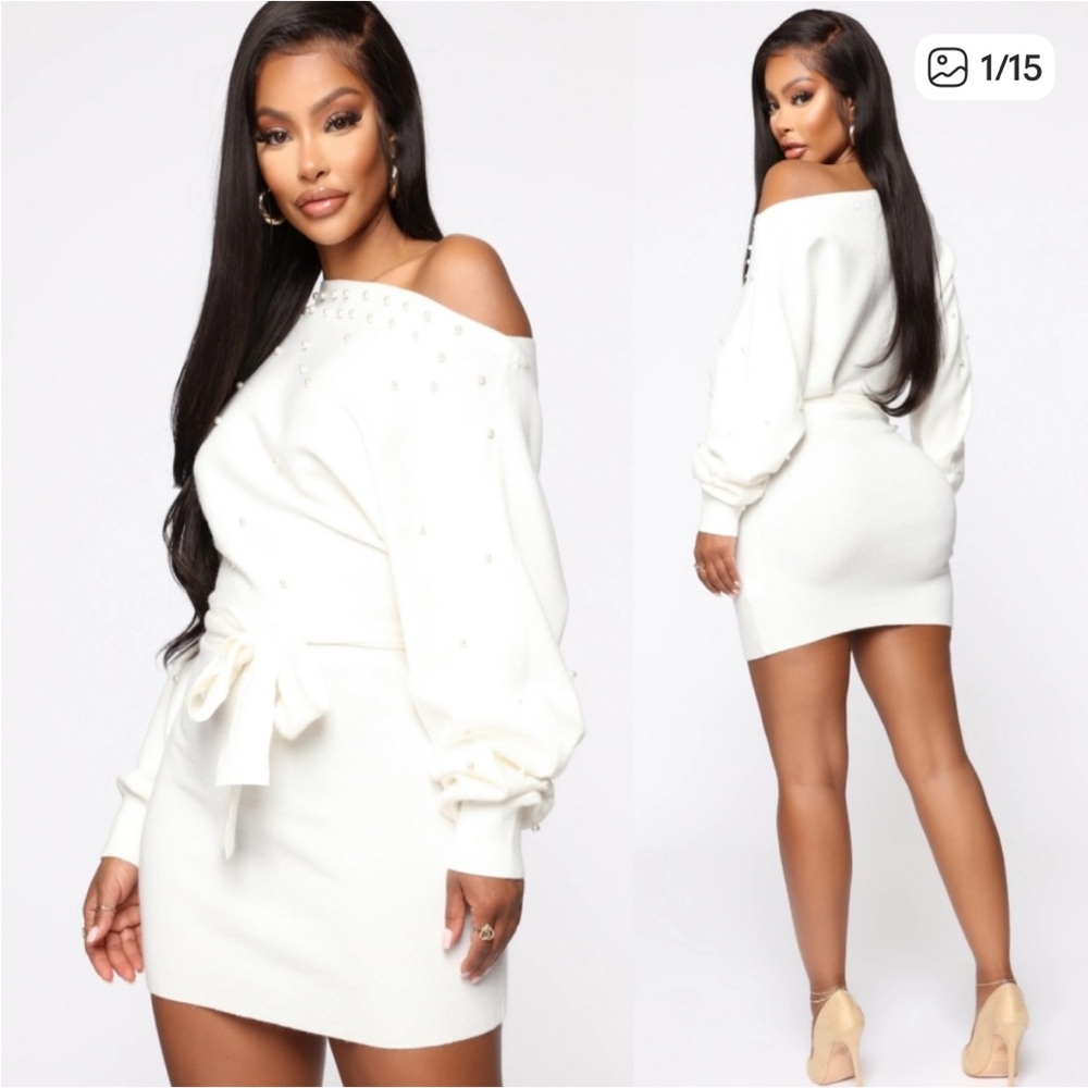 NWT Fashion Nova Pearls Are Everything Sweater Mini Dress

Worn only once!